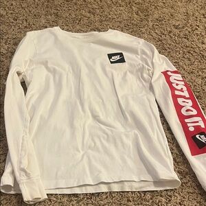 Nike White Long Sleeve with Red Sleeve Graphic